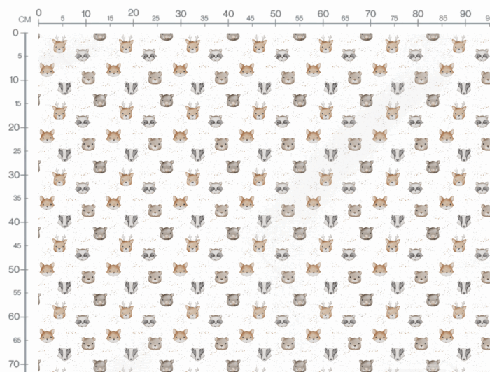 Tissu Imprimé Bébé Animaux Mignons de la Foret, 7 coloris et 10 tissus au choix – Image 3