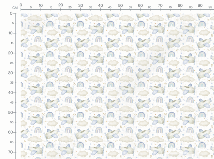 Tissu Imprimé Bébé Avion Arc-en-ciel Blanc, 10 tissus au choix – Image 3