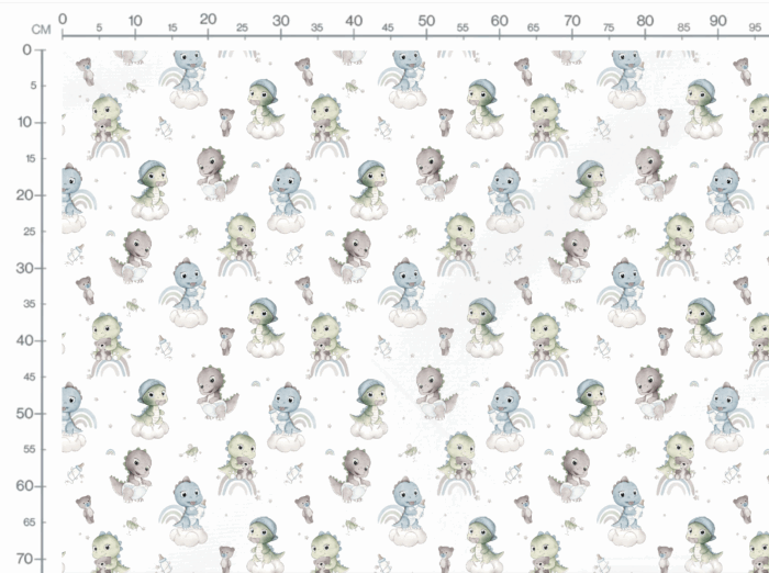 Tissu Imprimé Bébé Dinosaure Arc-en-ciel Blanc, 10 tissus au choix – Image 3