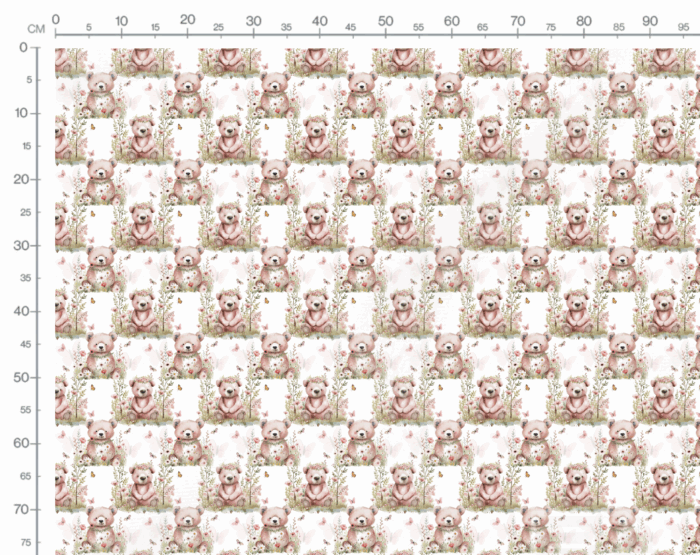 Tissu Imprimé Exclusif Bébé Ourson Fleurs Papillons, 10 tissus au choix – Image 2