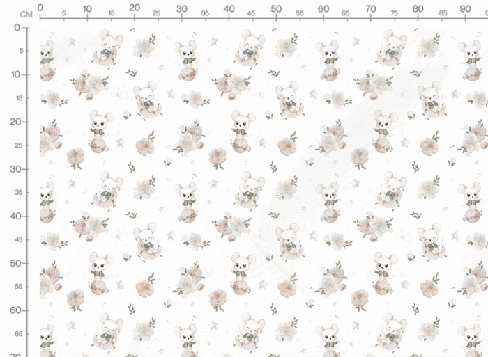 Tissu Imprimé Bébé Souris Planete Fleurie, 10 tissus au choix – Image 3