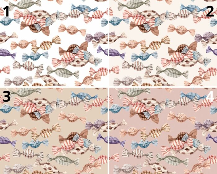 Tissu Imprimé Bonbons Vintage, 4 coloris et 10 tissus au choix – Image 4