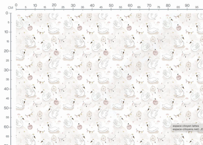 Tissu Imprimé Cygne Princesse Boho Blanc, 10 tissus au choix – Image 3