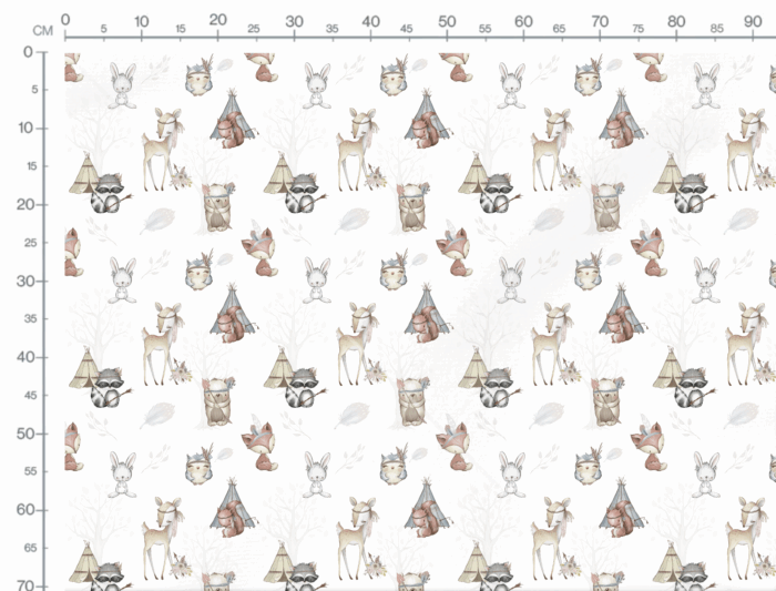 Tissu Exclusif Animaux de la Foret Boho Blanc, 10 tissus au choix – Image 3