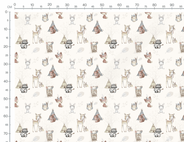 Tissu Imprimé Animaux de la Foret Boho Crème, 10 tissus au choix – Image 3