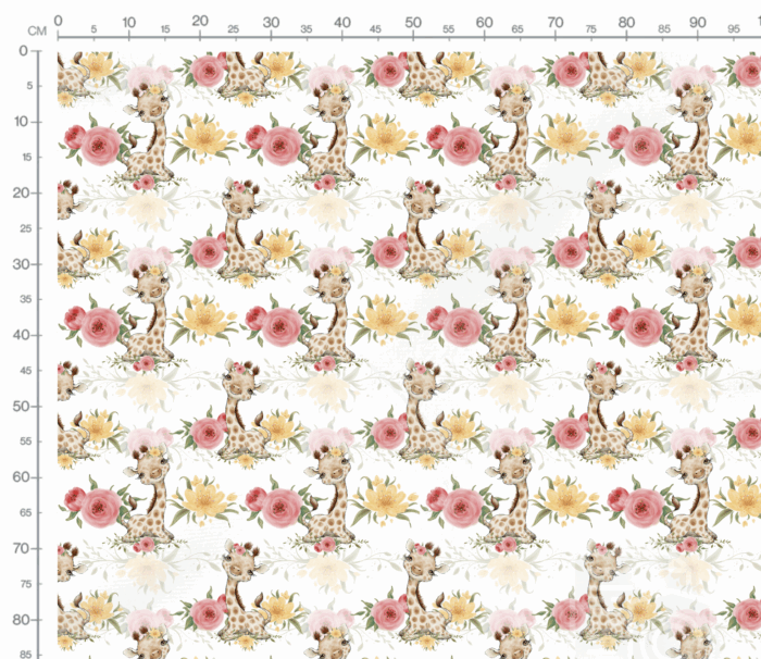 Tissu Exclusif Savane Girafe Mignonne Fleurs, 10 tissus au choix – Image 4