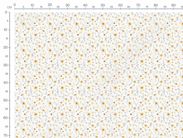 Tissu Fleuri Coquelicots Jaunes Blanc Cassé, 10 tissus au choix – Image 3