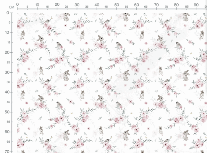Tissu Imprimé Lapin Fleurs Romantiques, 10 tissus au choix – Image 3