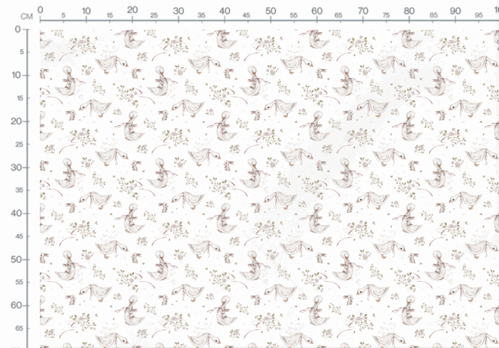 Tissu Imprimé Lapin Oie Fleurs, 6 coloris et 10 tissus au choix – Image 3