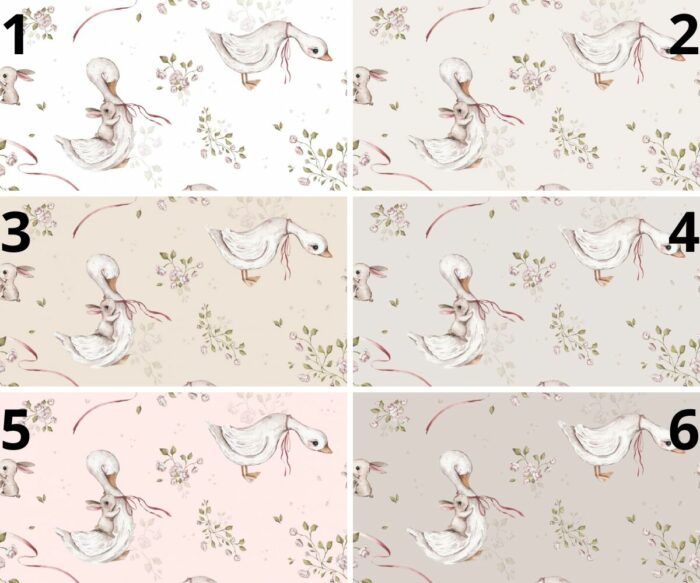 Tissu Imprimé Lapin Oie Fleurs, 6 coloris et 10 tissus au choix – Image 4