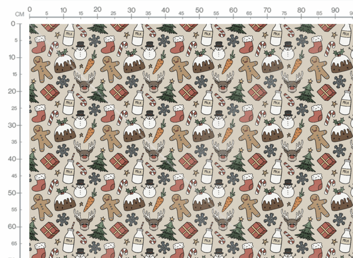 Tissu Imprimé Noel Gourmandises Beige, 10 tissus au choix – Image 3