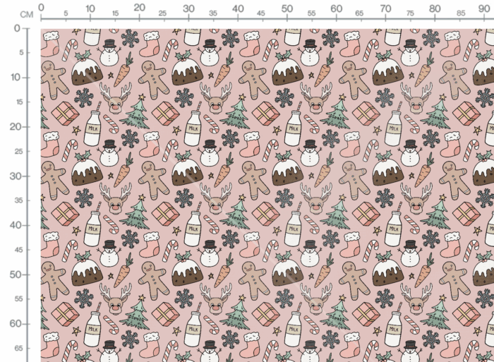 Tissu Imprimé Noel Gourmandises Rose, 10 tissus au choix – Image 3
