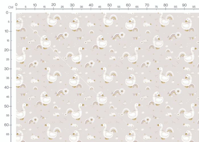 Tissu Imprimé Oies Arc-en-ciel Beige, 10 tissus au choix – Image 3