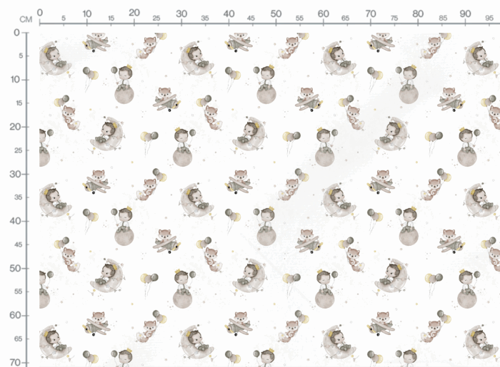 Tissu Imprimé Petit Garçon Prince Ballons Blanc, 10 tissus au choix – Image 3