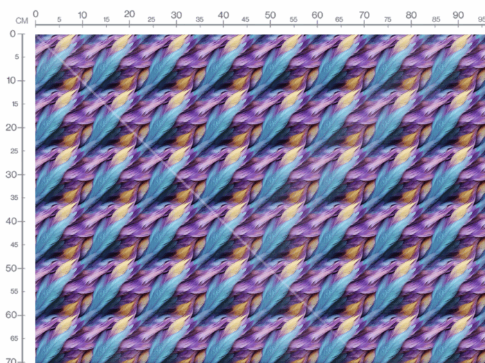 Tissu Imprimé Plumes Bleu Violet Orange, 10 tissus au choix – Image 3