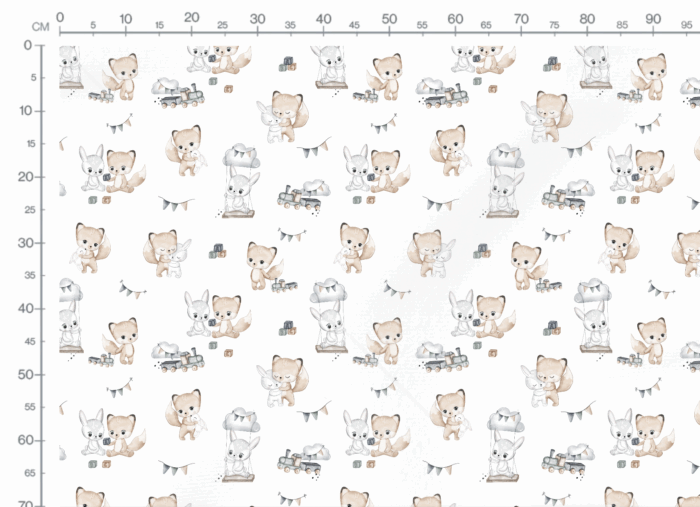 Tissu Imprimé Renard Lapin Amis, 3 coloris et 10 tissus au choix – Image 2