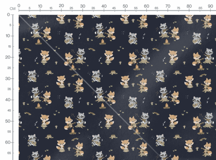 Tissu Imprimé Renard Musicien Bleu Marine, 10 tissus au choix – Image 3