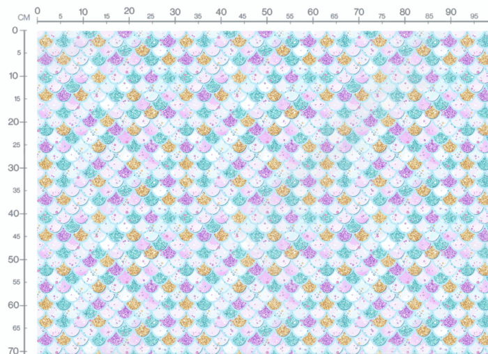 Tissu Imprimé Sirène Licorne Paillettes Bleu, 10 tissus au choix – Image 3
