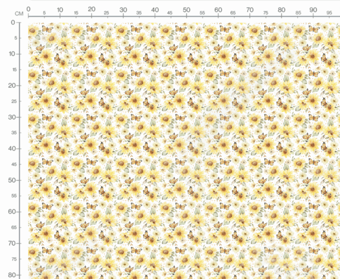 Tissu Imprimé Fleuri Tournesol Aquarelle Papillons Blanc, 10 tissus au choix – Image 3