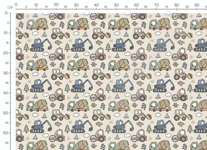 Tissu Imprimé Tractopelles Beige, 10 tissus au choix – Image 3