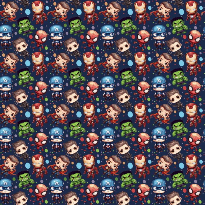 Tissu imprimé Superheros Mignons Bleu, 10 tissus au choix