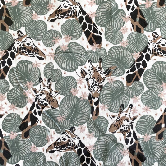 Pochon personnalisé avec broderie prénom Girafe Feuilles