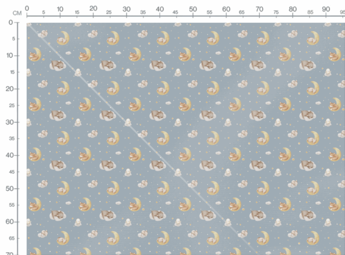 Tissu Imprimé Animaux de la Foret Dodo Bleu, 10 tissus au choix – Image 3