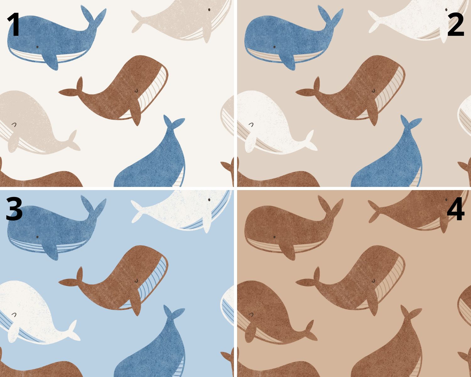 Lot De 4 Serviettes De Table Motif Baleine Aquarelle - 50,8 X 50,8 Cm | Lavables, Réutilisables, Polyester