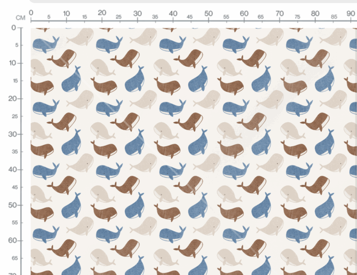 Tissu Imprimé Baleine Pastel, 4 coloris et 10 tissus au choix – Image 3