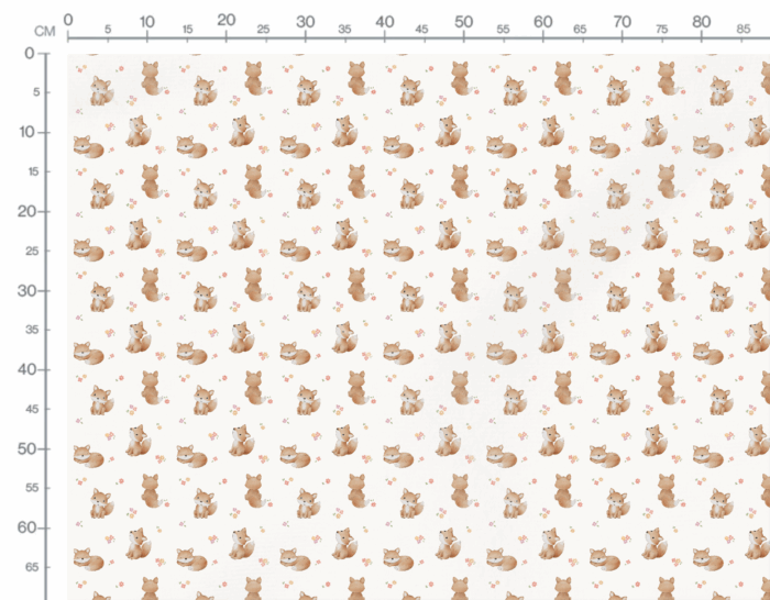 Tissu Imprimé Bébé Renardeau Fleurs, 2 coloris et 10 tissus au choix – Image 3