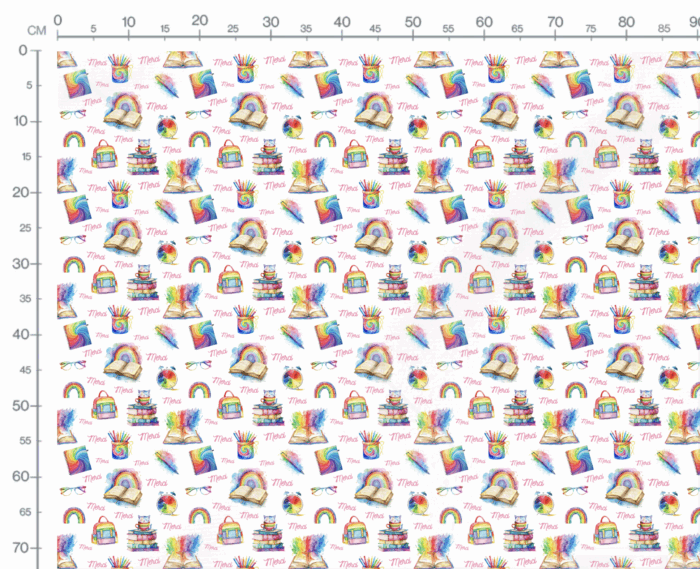 Tissu Imprimé Ecole Arc-en-ciel Merci, 10 tissus au choix – Image 3