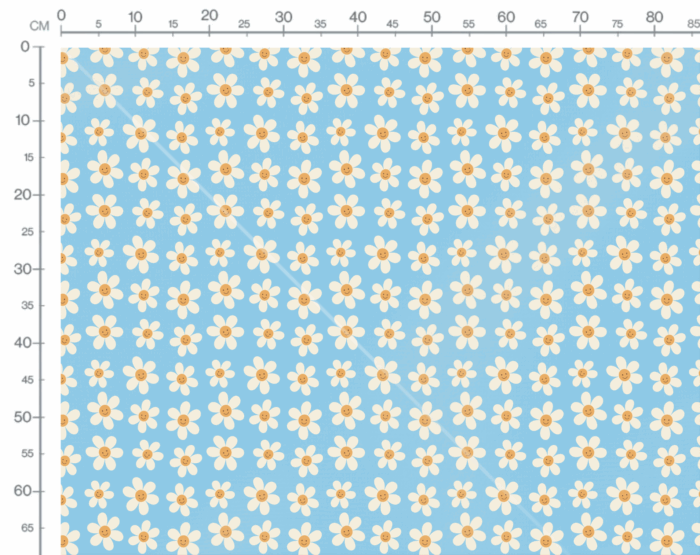 Tissu Imprimé Fleurs Smiley Bleu, 10 tissus au choix – Image 3