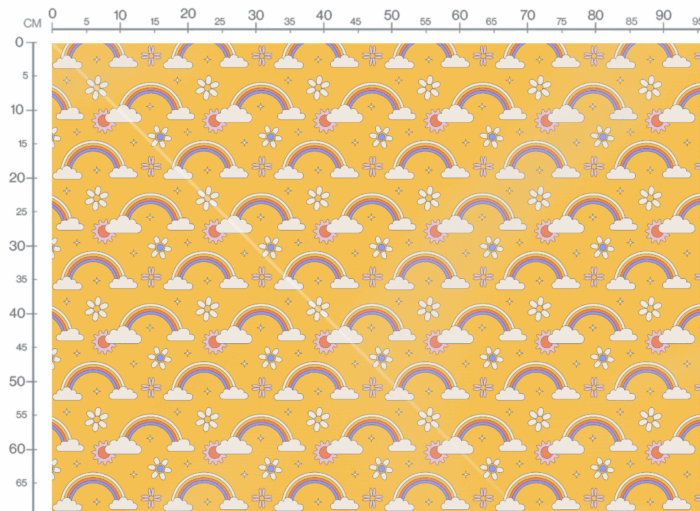 Tissu Imprimé Retro Arc-en-ciel Jaune, 10 tissus au choix – Image 3