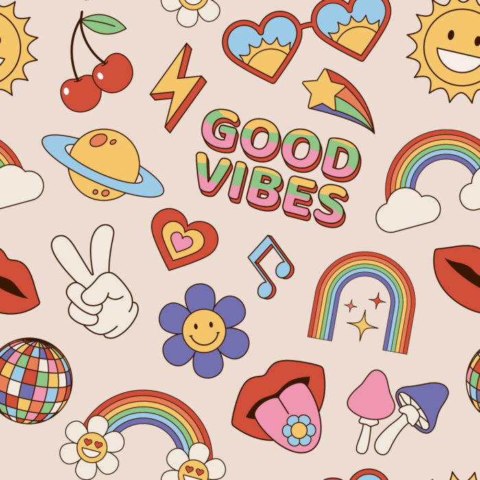 Tissu Imprimé Retro Good Vibes Disco, 10 tissus au choix