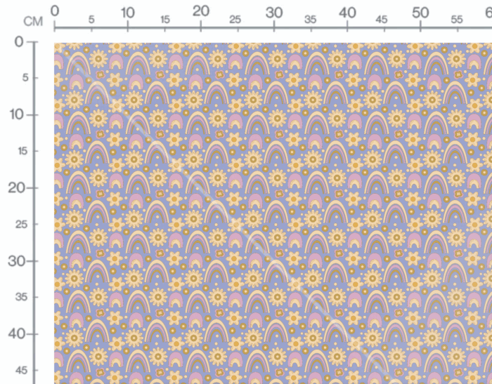 Tissu Imprimé Retro Groovy Arc-en-ciel Bleu, 10 tissus au choix – Image 3