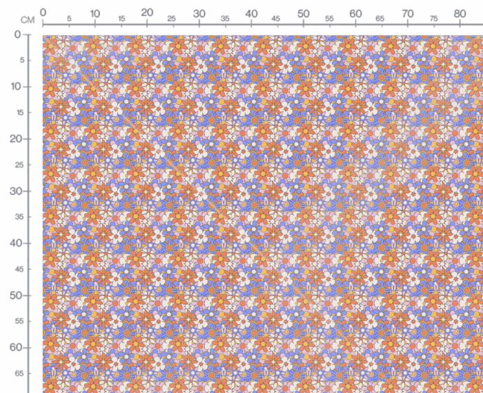 Tissu Imprimé Retro Groovy Fleuri Violet, 10 tissus au choix – Image 3