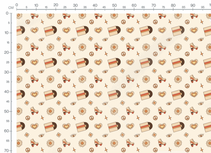 Tissu Imprimé Retro Groovy Rollers Vanille, 10 tissus au choix – Image 2