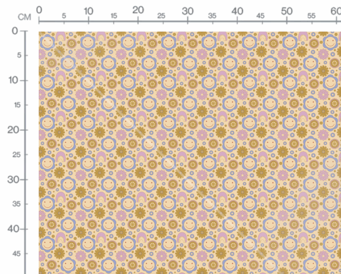 Tissu Imprimé Retro Groovy Smile Fleurs, 10 tissus au choix – Image 3