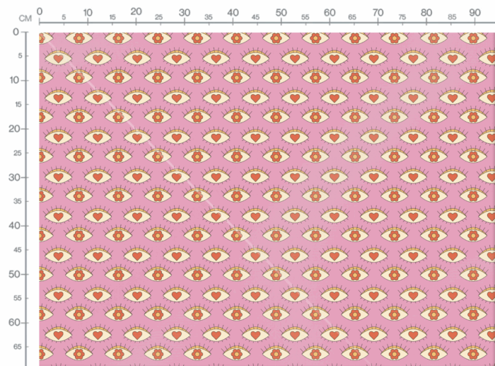 Tissu Imprimé Retro Groovy Yeux Fleurs, 10 tissus au choix – Image 3
