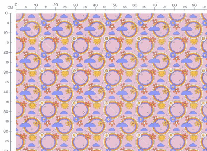 Tissu Imprimé Retro Hippie Ciel Rose, 10 tissus au choix – Image 3