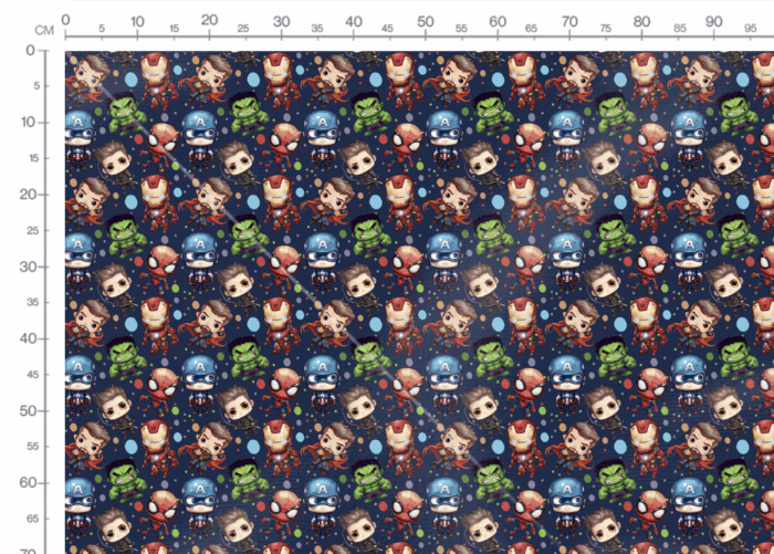 Tissu imprimé Superheros Mignons Bleu, 10 tissus au choix – Image 2