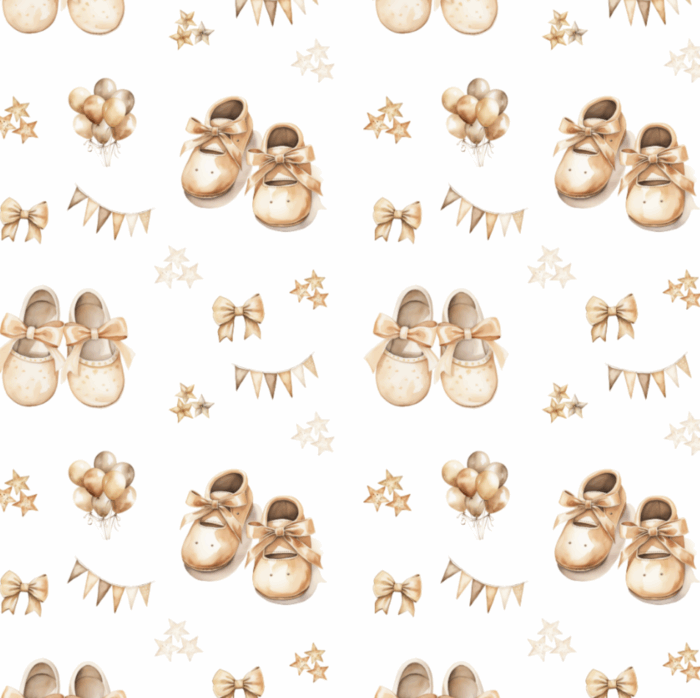 Tissu Imprimé Bébé Chaussures Etoiles, 10 tissus au choix