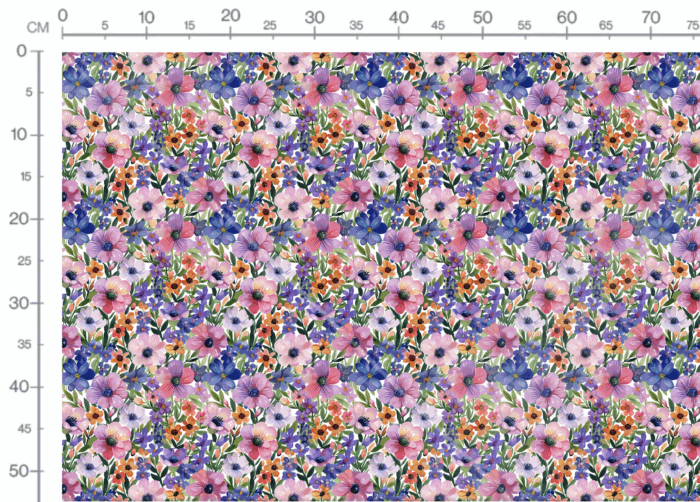 Tissu Imprimé Fleurs Violettes et Oranges, 10 tissus au choix – Image 3