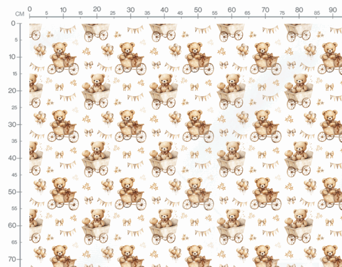 Tissu Imprimé Ourson Poussette Vintage, 10 tissus au choix – Image 2