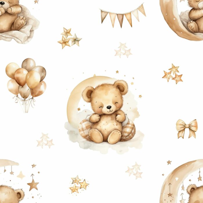 Mon tissu exclusif Ourson Ballons Etoiles, 10 tissus au choix