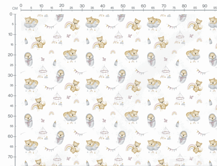 Tissu Imprimé Bébé Renard Nuage, 11 tissus au choix – Image 3