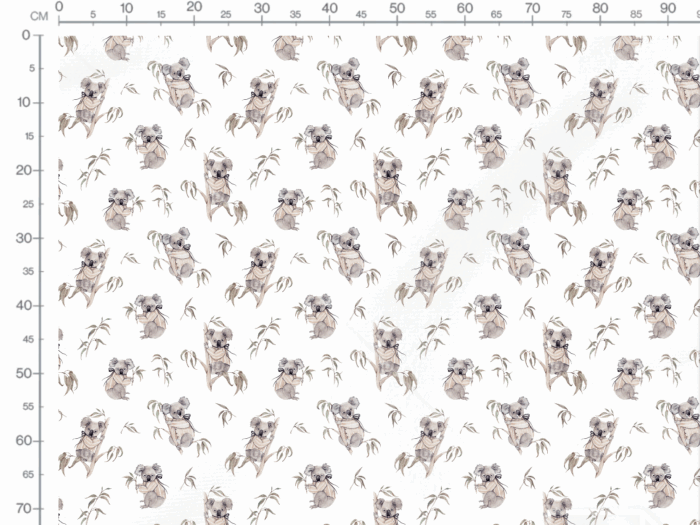 Tissu Imprimé Koala Bambou Blanc, 11 types de tissus au choix – Image 3
