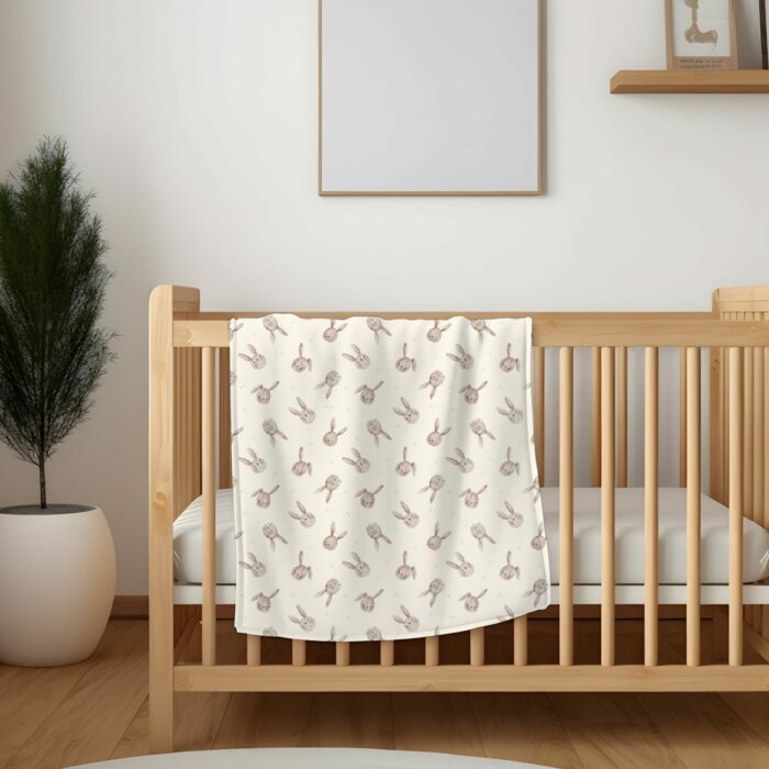 Tissu Imprimé Bébé Lapin Tout Mignon Blanc, 11 tissus au choix – Image 4