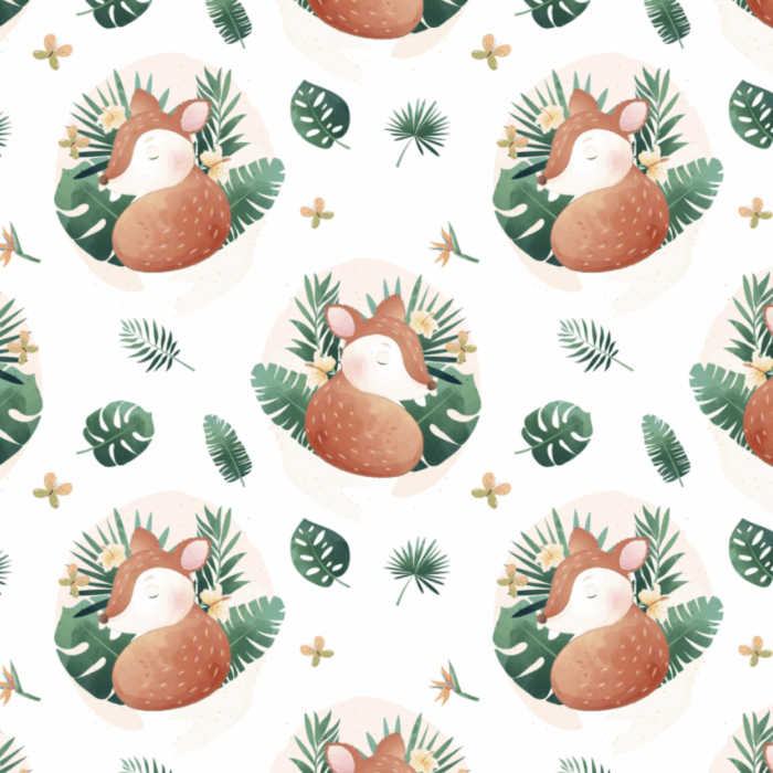 Tissu Exclusif Monstera Biche, 3 tailles et 11 tissus au choix