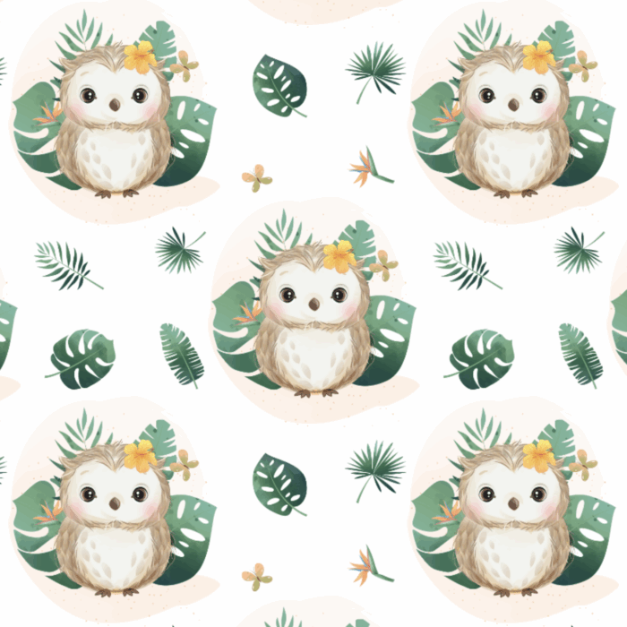 Tissu Exclusif Monstera Hibou, 3 tailles et 11 tissus au choix